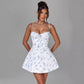 Seaside Holiday Floral Strap Back Cross Tied Slim Fit Fishbone Mini Dress