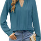 Temperament Commute Long Sleeve Solid Color Sweet Top Women's V-neck Design
