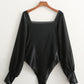 Square Collar Temperament Slim PU One-piece Leather American Ladies Bottoming Shirt