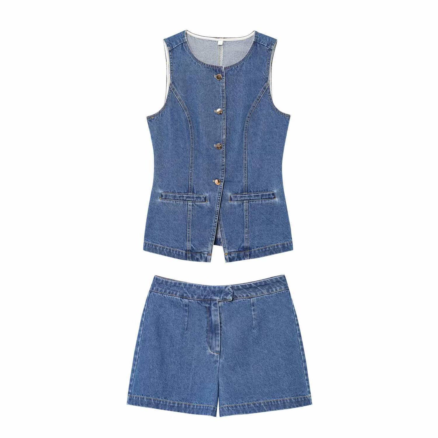 European And American Style Women's Vest Waist-tight Mid-waist Denim Shorts