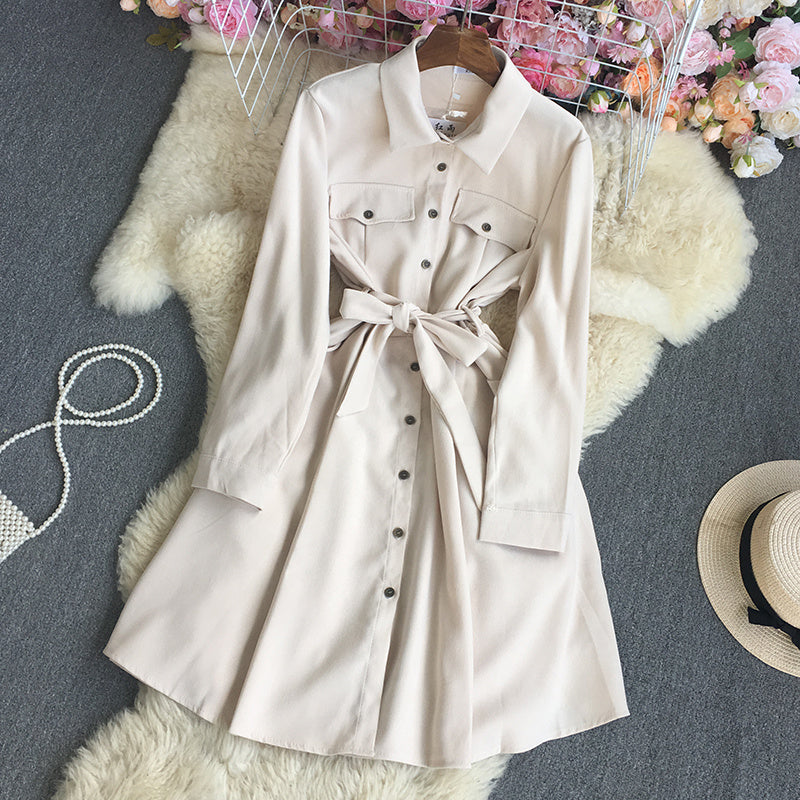 Women's Fashion Temperament Long-sleeved Shirt Dress