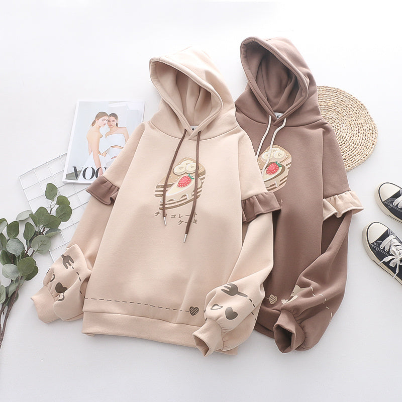 Pull à capuche ample et décontracté en peluche pour femme