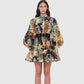 Robe à manches bouffantes et col montant, style vintage australien