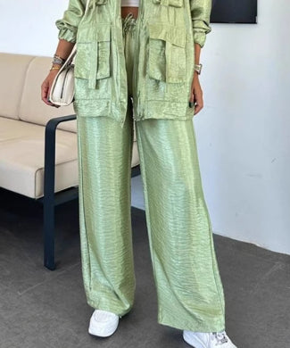 Women's Clothing Straight-leg Trousers Two-piece Set Solid Color Fashion