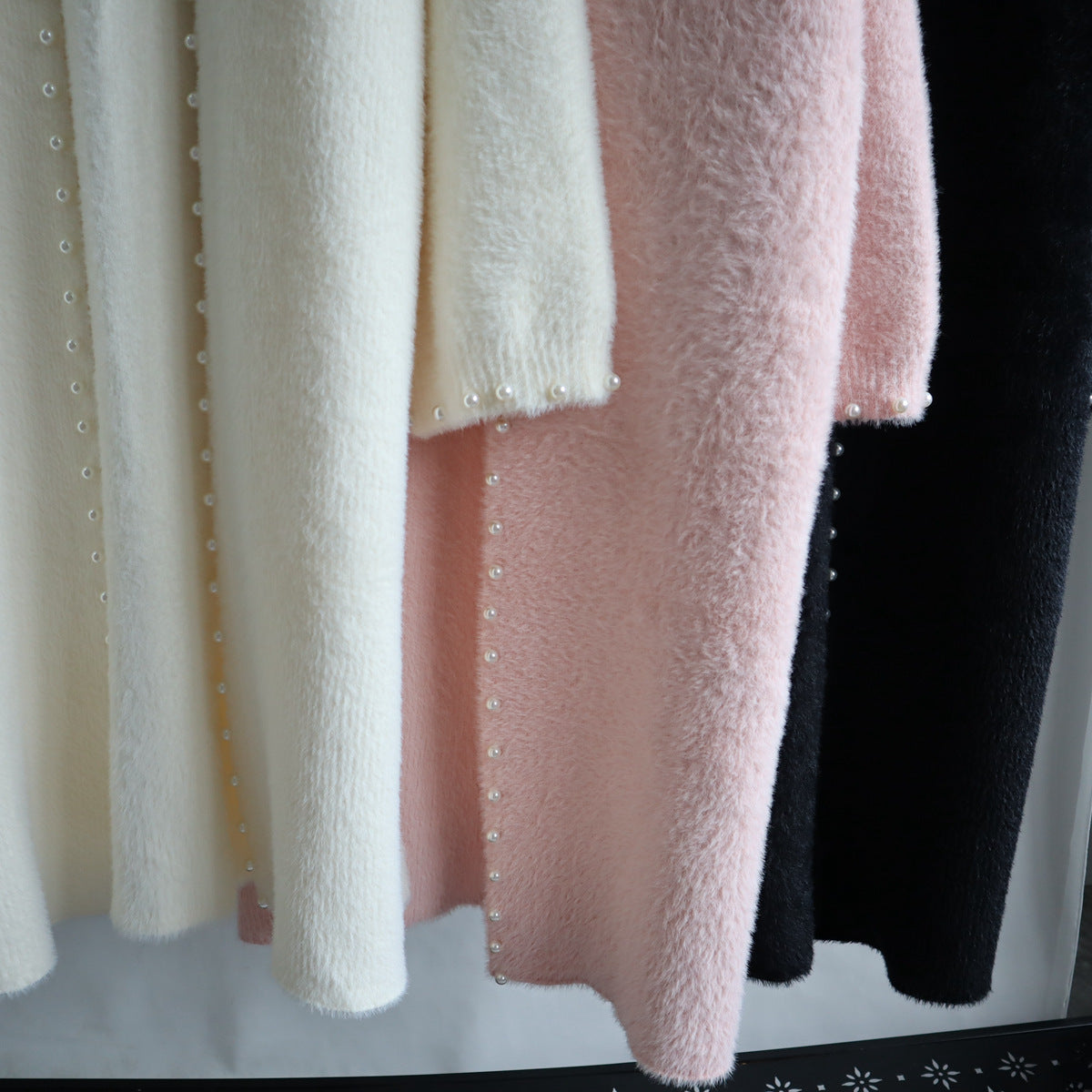 Women's Beaded Mink Fleece Knitted Cardigan