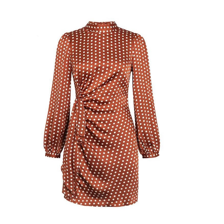 Polka-dot Long-sleeve Sheath Elegant Slim-fit Dress For Women