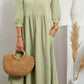 Lantern Sleeve Loose Cotton And Linen Pocket Dress