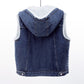 New Denim Vest Fleece-lined Thickened Slim Fit Hooded Cotton Jacket Warm Top Fashion