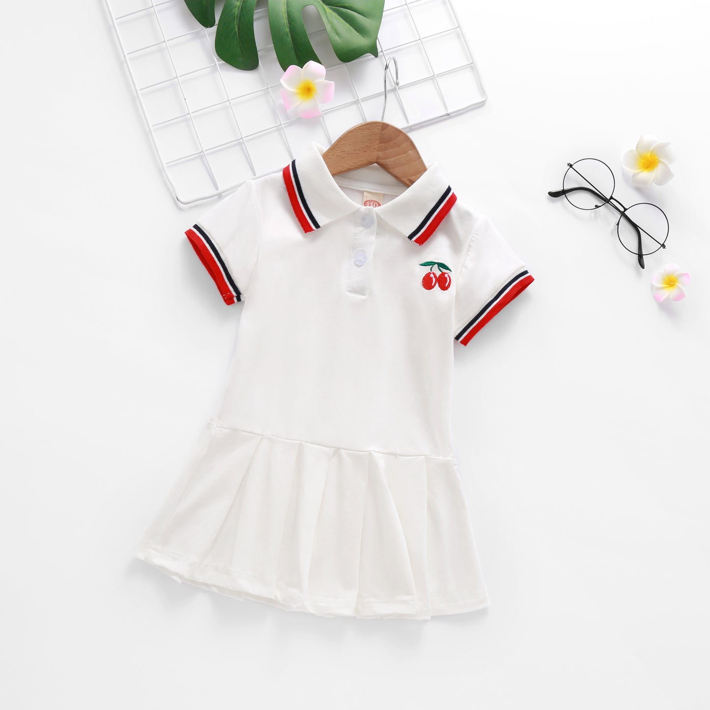 Children's Summer Girl's Pleated Short Sleeve Dress