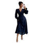 Elegant And Stylish Deep V Lace Long Sleeve Dress For Women