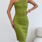 Womens Slant-Neck Off-Shoulder Sexy Slim-Fit Dress