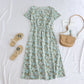 Printed Short-sleeve Waist-cinching Figure-flattering Dress For Petite Frames