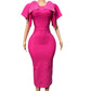 Double Shoulder Bow Slim Fit Dress