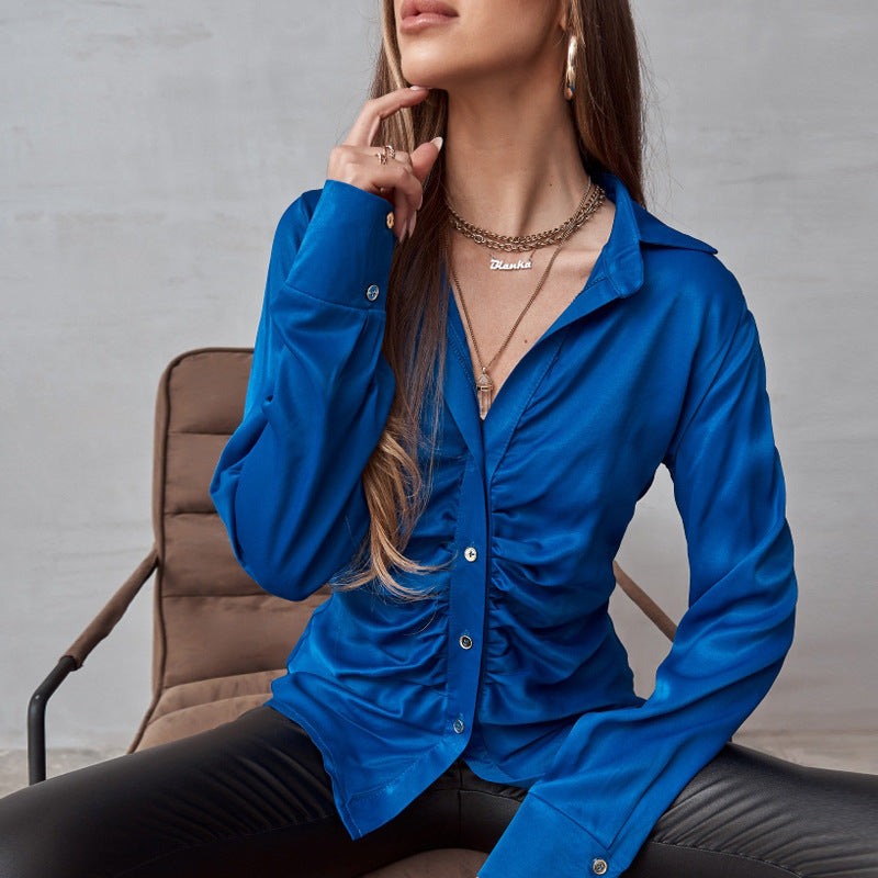 Temperament Elegant Cardigan Glossy Shirt