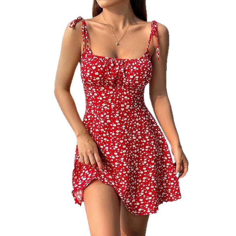 Sweet Waist Trimming A- Line Western Style Slimming Casual Dress