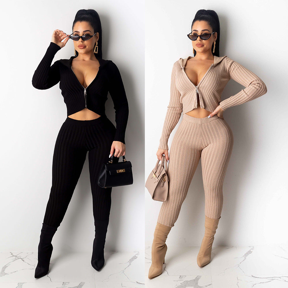 Hanging zipper two-piece nightclub suit