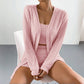 Brushed Striped Women's Pajama Three-piece Set