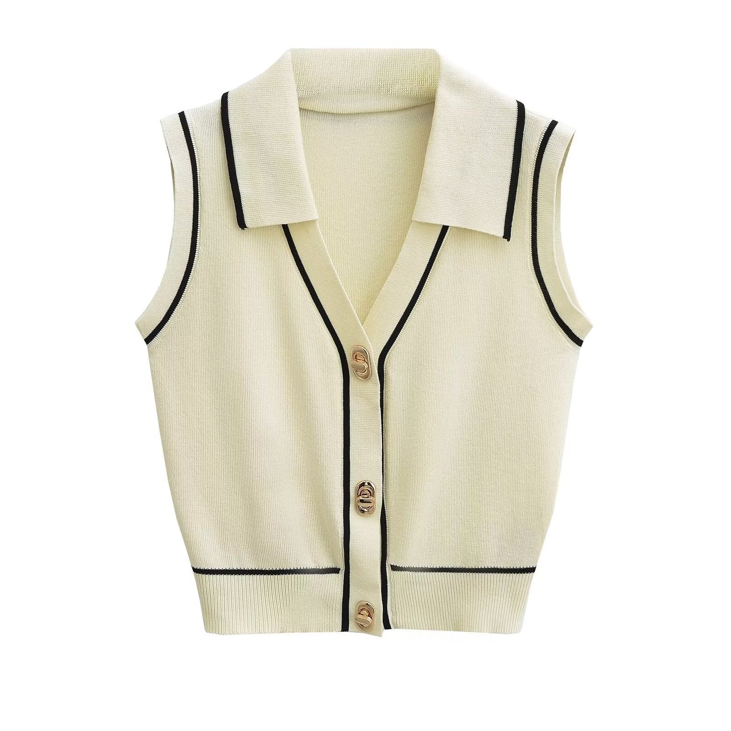 Summer Fashion New Slim Fit Slimming Big Button Sleeveless Knitwear