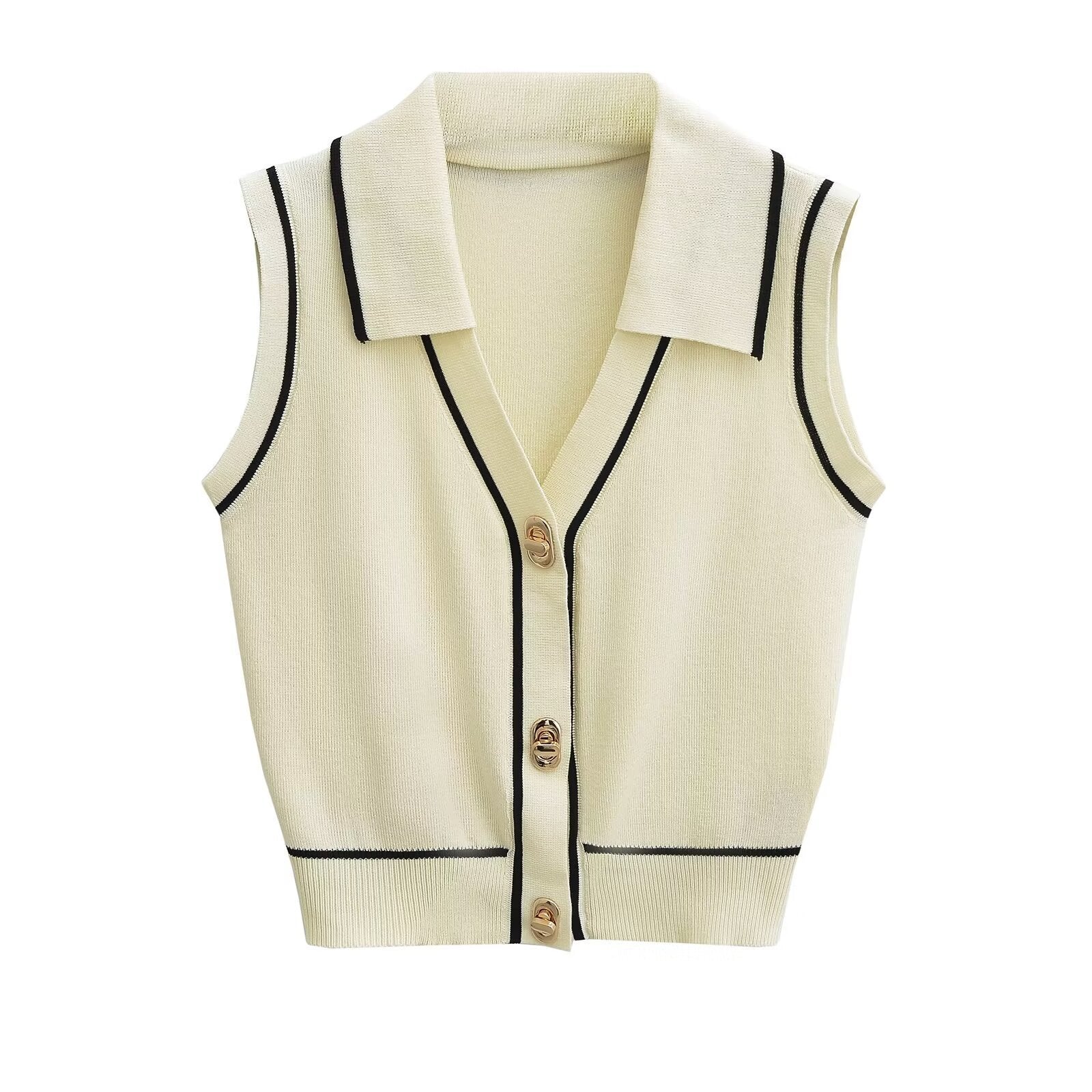 Summer Fashion New Slim Fit Slimming Big Button Sleeveless Knitwear