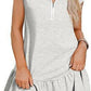 Women's Short Sleeve Polo Collar Zipper Waist Dress