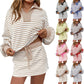 V-neck Short Skirt Set Loose Casual Two-piece