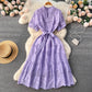 Women's Temperament Fashion Waist-slimming Hollow Bubble Short-sleeved Dress