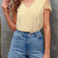 Lace Hollow Out V-neck Fashion Women's T-shirt