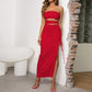 New Slim Fit Split Dress Tube Top Backless Sheath