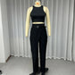 Women's Sleeveless Blouse High Waist Tight Trousers Two-piece Set