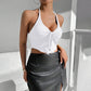 European And American Sexy Style Halter Top Autumn And Winter New Backless Short Top For Women