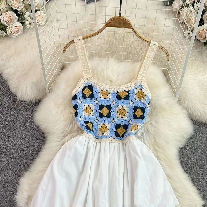 Retro Waist-controlled Slimming A- Line Suspender Midi Dress