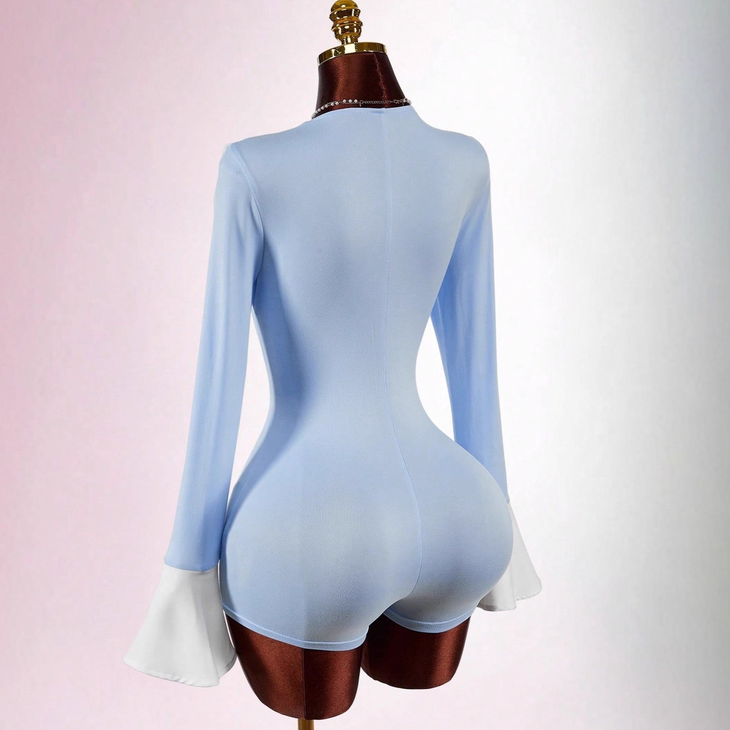 Turn-down Collar Bow-Knot Design Slimming Sweet Cinched Jumpsuit For Women
