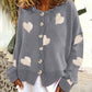 Pull cœur pour femme, cardigan simple boutonnage, manteau en tricot, vêtements d'extérieur