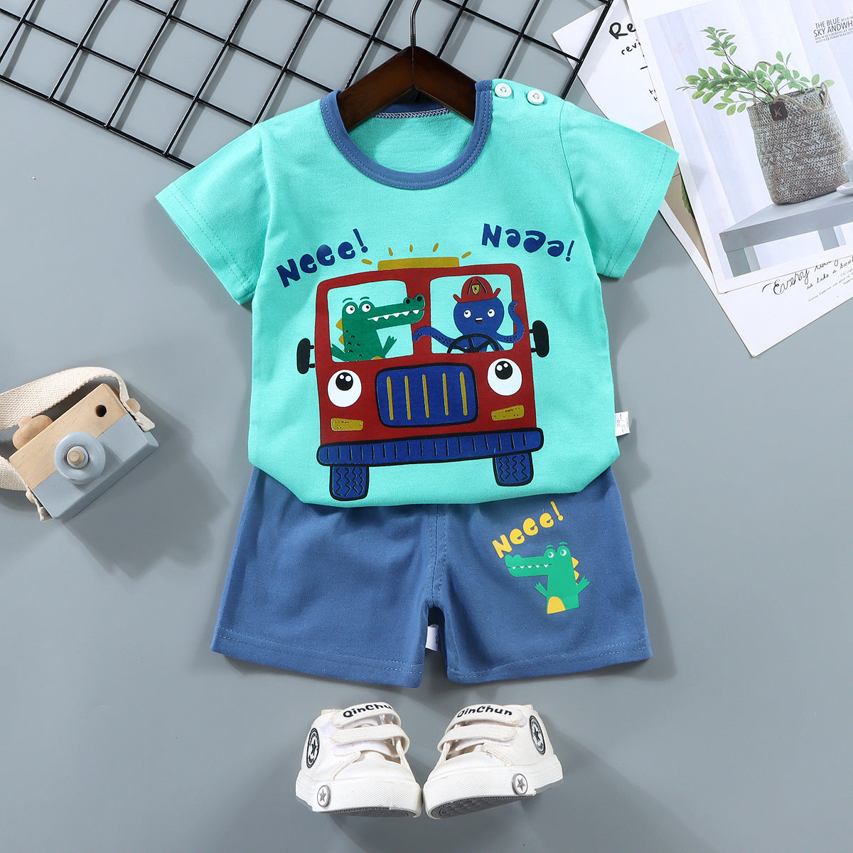 Children's Short-sleeved Suit Pure Cotton