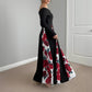 Off-shoulder Contrast-color Patchwork Long-sleeve Elegant Figure-flattering Dress