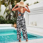 Fashionable Tube Top And Pants Set With A Stylish Print