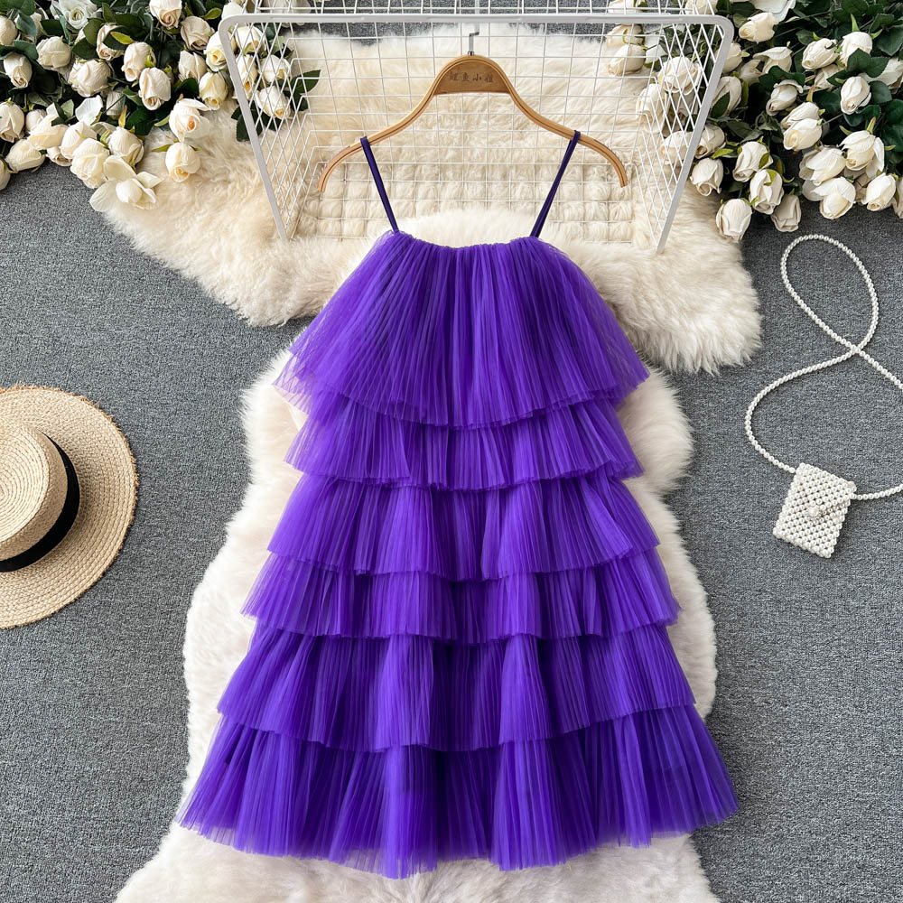 Loose Ruffle Pressed Pleated Maxi Dress