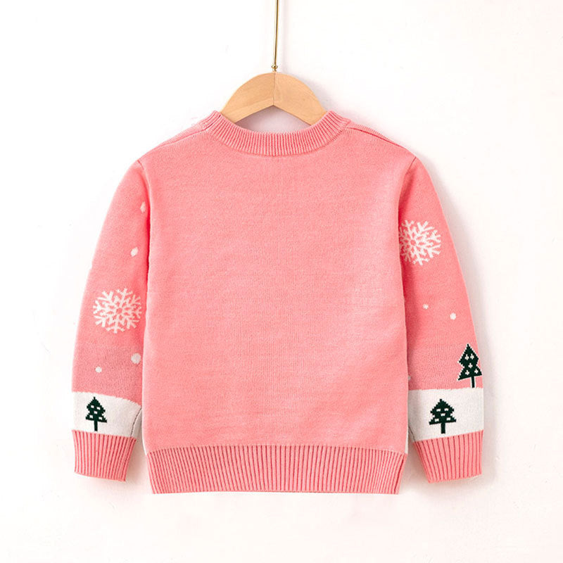 New Autumn And Winter Children's Christmas Snowflake Pullover Sweater