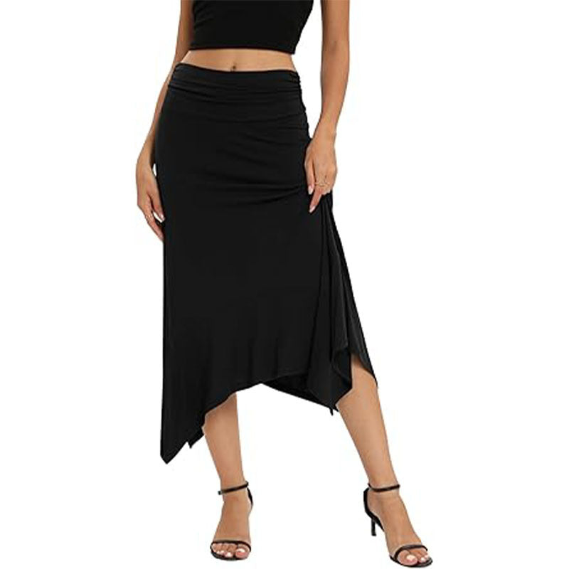 Jupe plissée à la taille pour femme, élégante et tendance, avec ourlet irrégulier