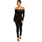 Women's Solid Color Skinny One-shoulder Striped Jumpsuit