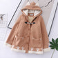 Manteau à capuche en laine japonaise à boutons de vache