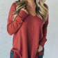 Pull ample à manches longues pour femme, design cousu sur le devant