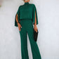 Women's Clothing Stand Collar Jumpsuit With Loose Split Long Sleeves