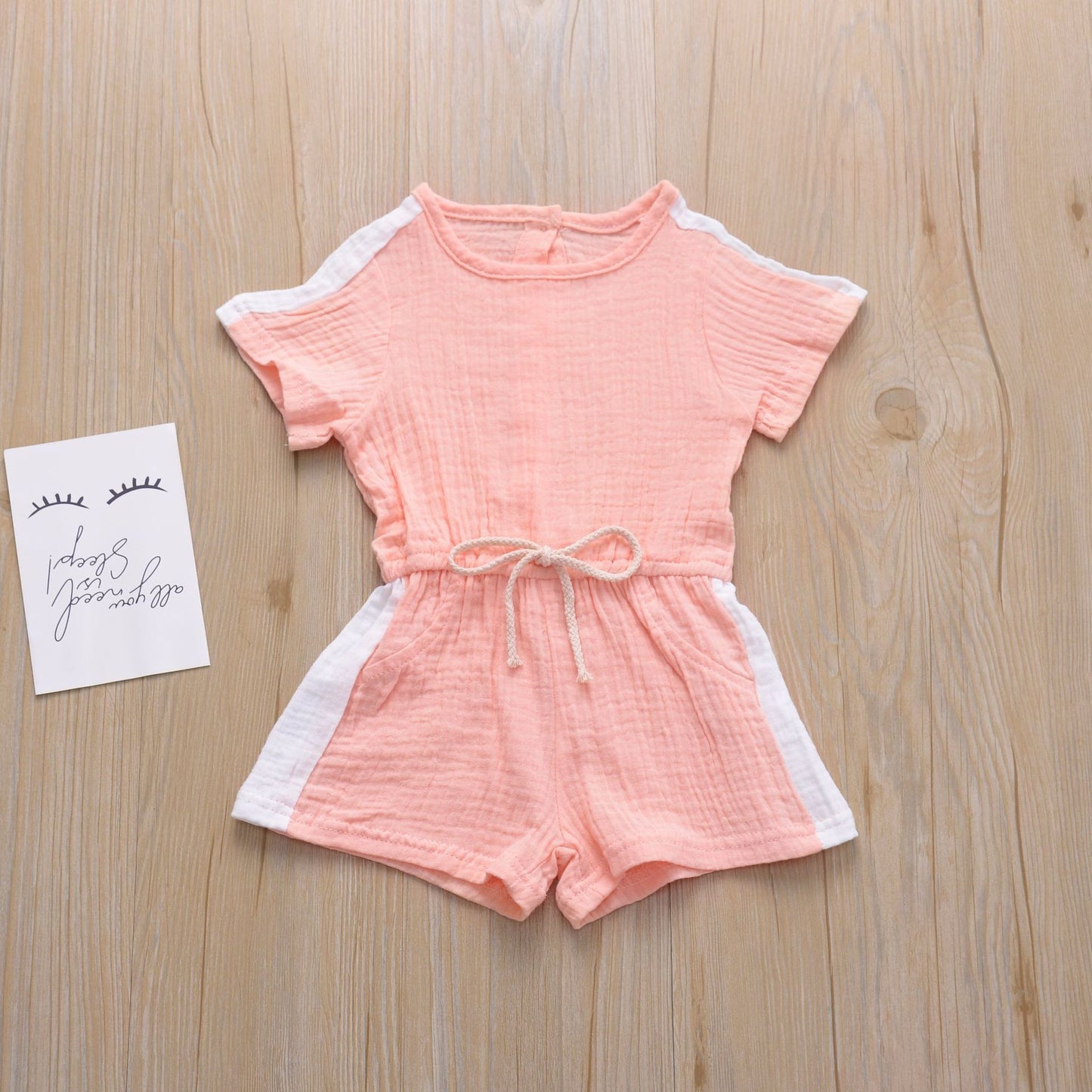Summer casual splice color jumpsuit shorts