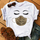 Leopard mask eyes lashes ladies short sleeves