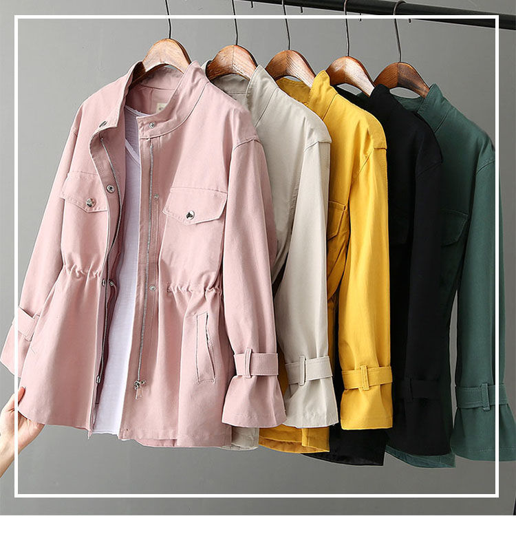 Loose standing collar waist jacket