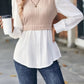 Women's New Round Neck Wavy Stripes Stitching Fashion Tops Temperament Blouse