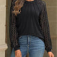Women's Lace Patchwork Round Neck Pleated Long Sleeve Top