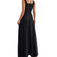 Robe décontractée sans manches à col carré et couleur unie pour femme