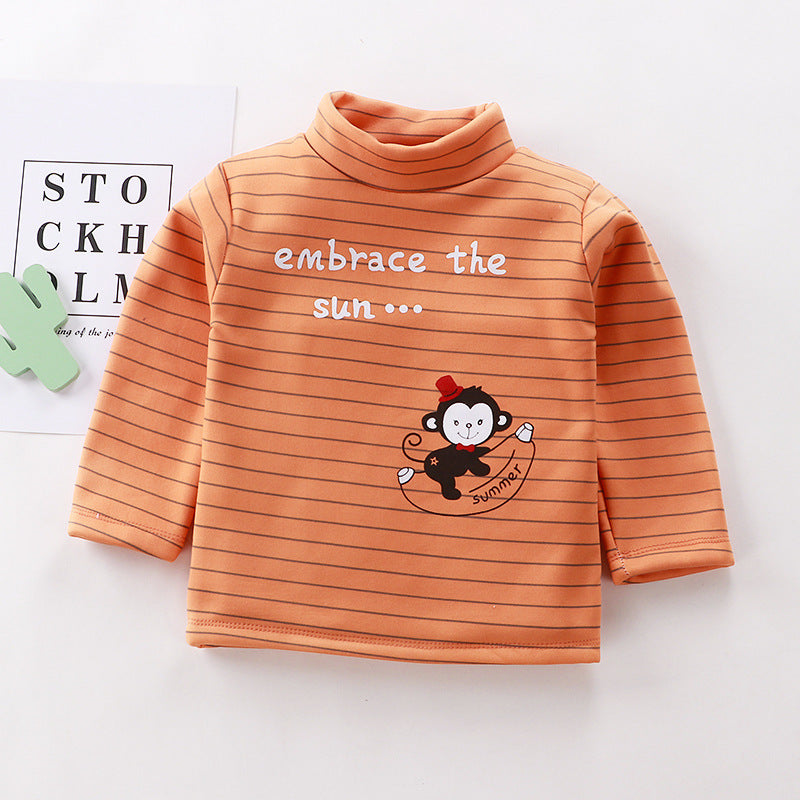 Plus fleece long sleeve high neck t-shirt